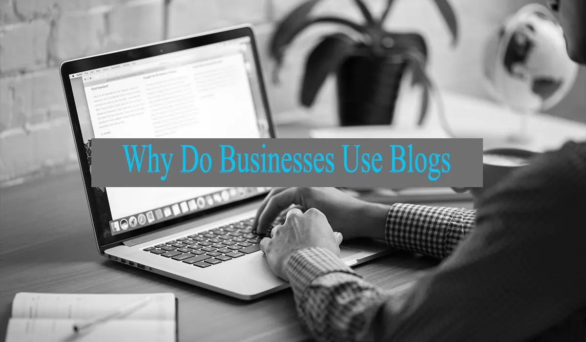 man reading blog using laptop