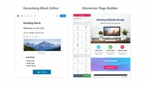 Gutenberg vs Elementor interface comparison