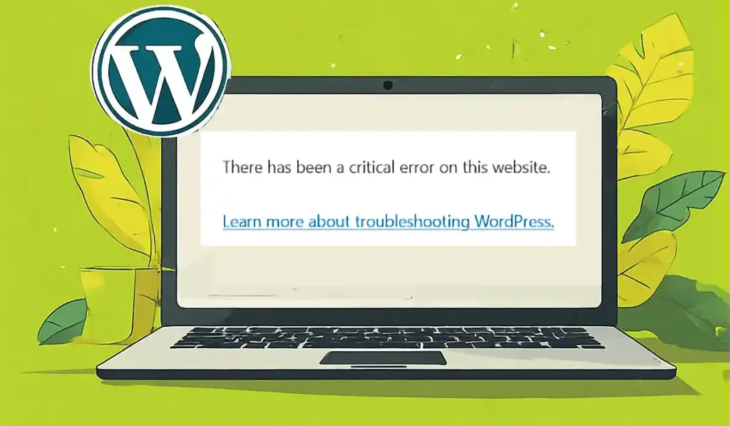 laptop showing wordpress critical error