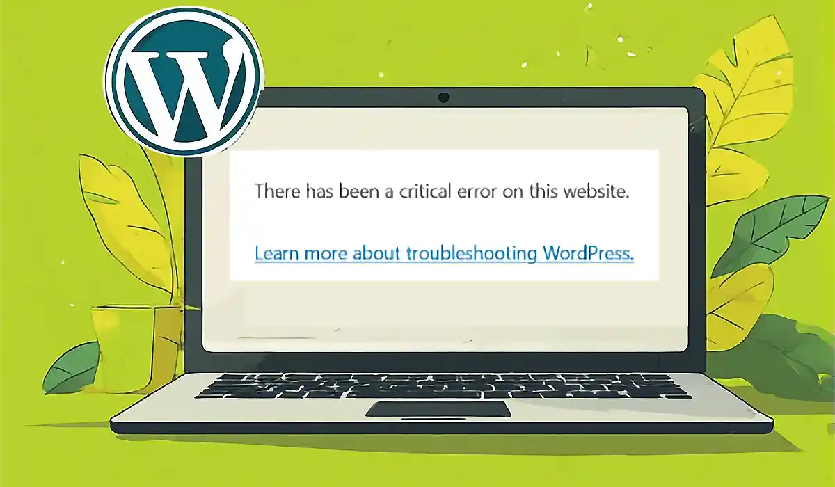 laptop showing wordpress critical error