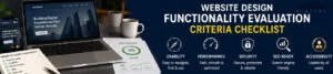 Website design functionality evaluation criteria checklist showing website audit process