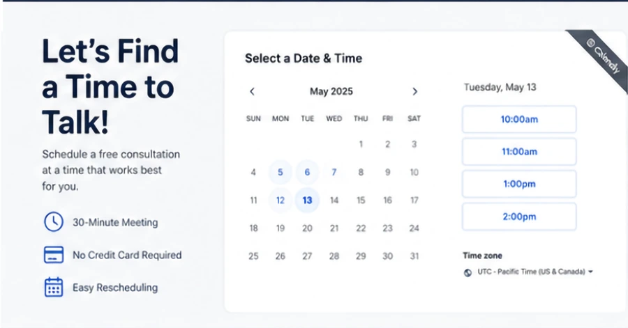 image shows callendy booking options